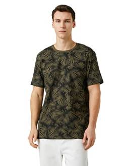 Koton Herren Psychedelic Printed Crew Neck Short Sleeve Slim Fit T-Shirt, Green Design (01a), L EU von Koton
