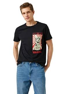 Koton Herren Slim Fit Cat Print T-Shirt, Schwarz (999), M von Koton