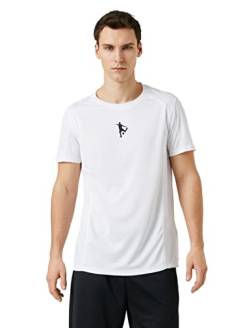 Koton Herren Sport Football Printed Short Sleeve Crew Neck T-Shirt, White (000), XXL EU von Koton