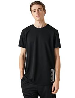 Koton Herren Sport Tag Printed Crew Neck Short Sleeve T-Shirt, Black (999), XXL EU von Koton