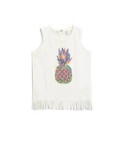 Koton Mädchen Ananas Print Fransenunterhemd Baumwolle Unterhemd, gebrochenes Weiß (001), 5-6 Jahre von Koton
