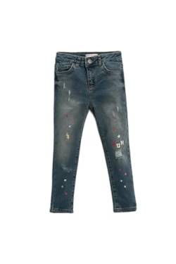 Koton Mädchen Bedruckte Destroylu Jeans aus Baumwolle Strumpfhose, Dark Indigo (DIN), 3-4 Jahre von Koton