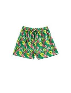 Koton Mädchen Floral Pleated Bow-tie Detail Elastic Waistband Shorts, Green Design (01a), 7-8 Jahre EU von Koton