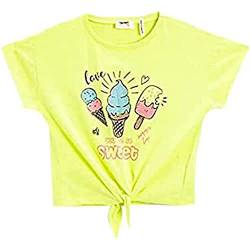 Koton Mädchen Ice Cream Printed Tie Waist Short Sleeve T-Shirt T Shirt, Yellow (151), 5-6 Jahre EU von Koton
