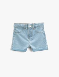 Koton Mädchen Slim Jeans Mit Umgeschlagenen Gesäßtaschen Casual Shorts, Helles Indigo (Lin), 9-10 Jahre EU von Koton