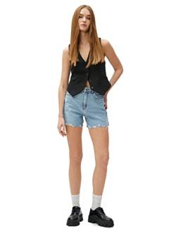 Koton Women Cotton High Waist Pocket Detail Destroyed Jean Shorts von Koton