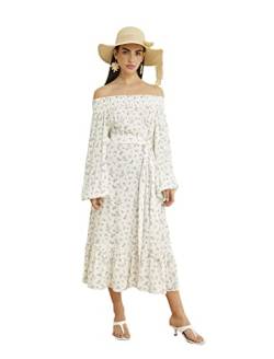 Koton Women Floral Midi Dress Off The Shoulder Waistbanded von Koton