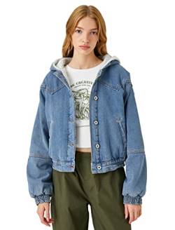 Koton Women Jean Jacket Hooded Teddy Detail von Koton