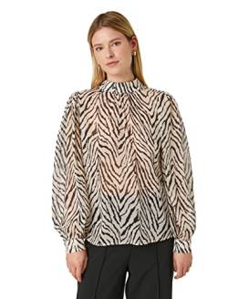 Koton Women Puff Sleeve High Neck Zebra Patterned Chiffon Blouse von Koton