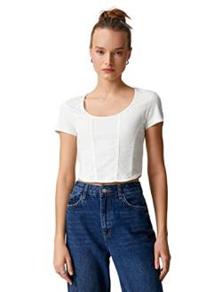 Koton Women Short Sleeve Cotton Round Neck Crop T-Shirt von Koton