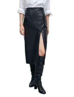 Koton Women Slitted Faux Leather Midi Skirt von Koton
