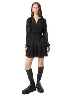 Koton Women Tulle Mini Dress Long Sleeve Tiered Gimped and Button Detail Ruffle Lined von Koton