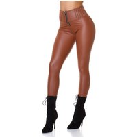 Thermo High Waist Leder Look Leggings mit Zipper von KouCla