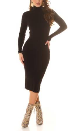 Basic Business Look Midikleid Rollkragenkleid Strickkleid Langarm Kleid Knielang mit Rollkragen One Size (Einheitsgröße) von Koucla