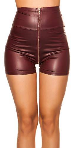 Koucla Damen High Waist Wetlook Shorts Hotpants (Bordeaux, M) von Koucla