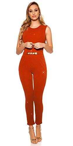 Koucla Damen Overall Jumpsuit Playsuit mit Schnalle (Ocker (Glitzer), L) von Koucla