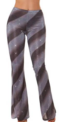 Koucla Glitter Streifen High Waist Leggings Hose mit Schlag One Size (Einheitsgröße) von Koucla