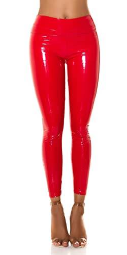 Koucla Glossy Latex Look Leggings M/L, Rot von Koucla