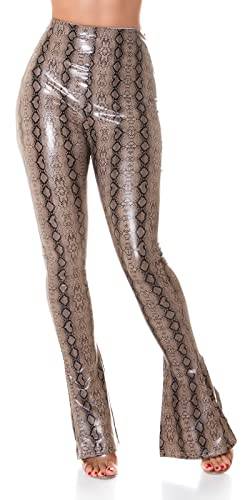 Koucla High Waist Snake Printed Leder Look Leggings mit Schlag L von Koucla