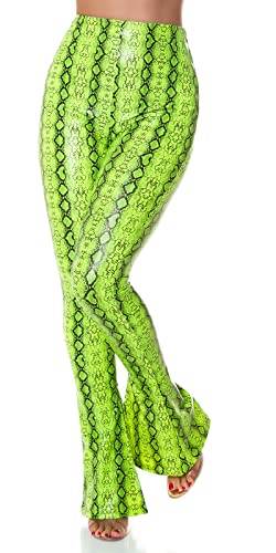 Koucla High Waist Snake Printed Leder Look Leggings mit Schlag L von Koucla