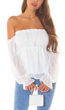 Koucla Latina Look Off Shoulder Bluse mit Langen Ärmeln im Rüschen Look L/XL von Koucla