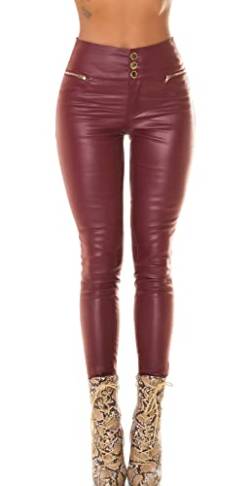 Koucla Leder Look High Waist Skinny Hose mit Deko Zipper XS von Koucla