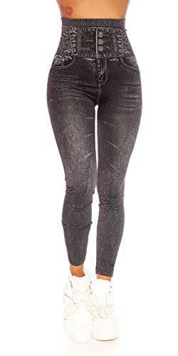 Koucla Leggings Damen Jeanslook Shape High Waist Leggings (Schwarz, S/M) von Koucla