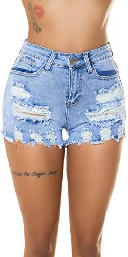 Koucla Lightwashed High Waist Jeans Shorts im Destroyed Look 42 von Koucla