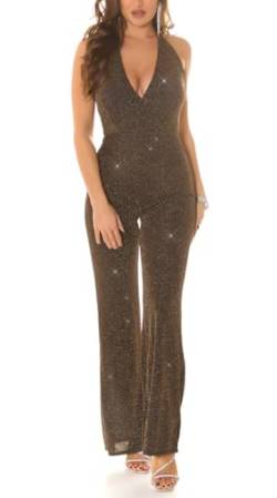 Koucla Musthave Maxi Neckholder Overall Transparent Long Jumpsuit Rückenfrei mit Wickel V-Neck und Glitzer Glitter One Size (Einheitsgröße) von Koucla