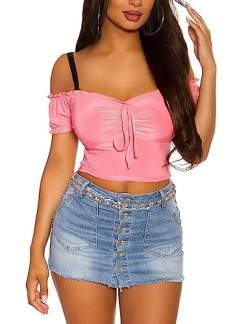 Koucla Sexy Crop Top mit Carmen-Ausschnitt und Kurzarm Latina Look XS/S von Koucla