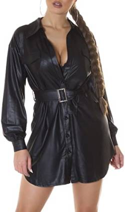 Koucla Wet Look Blusen Kleid Long Bluse mit Gürtel M von Koucla