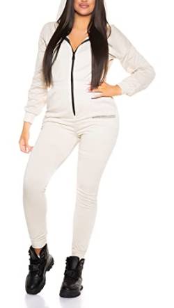 Sporty Sweat Kapuzen Home Long Jumpsuit mit Zipper Einheitsgröße von Koucla