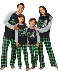 Kouric Weihnachtspyjama Familie Set, Dino Weihnachts Pyjama Damen, Schlafanzug Weihnachten Damen, Tyrannosaurus Rex Matching Pyjamas Couple,Christmas Pyjama Geschenke für Frauen Weihnachten,Damen-L von Kouric