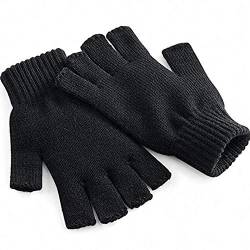 Schwarze Handschuhe, gestrickt, Unisex, für Herren, magisch, Winter, klassisch, einfarbig, für Damen, Hände warm, fingerlose Handschuhe für Herren - - Medium von Kpljneg