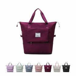 Foldie Travel Bag Expandable, Large Capacity Folding Travel Bag, Lightweight Waterproof Foldable Travel Bag, Weekender Travel Bag, Overnight Bag, Travel Duffel Bags for Women, Fuchsia von KraPhy