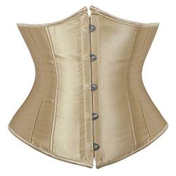 Corsage für Frauen Vintage Unterbrust Korsett Übergröße Steampunk Bustier Taille Cincher Top - Beige - 5X-Large von Kranchungel