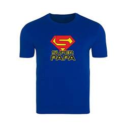 Krause & Sohn Männer T-Shirt blau mit Spruch Super Papa Gr. XL Geschenk Geburtstag Vatertag von Krause & Sohn