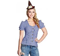 Oktoberfest Bluse Trachtenbluse für Damen Gr. 40-44 blau weiß kariert Wiesn-Outfit Wasen Trachtenmode (42) von Krause & Sohn