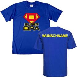 Super Oma oder Super Opa T-Shirt blau Geschenkidee Geburtstag für Damen & Herren Gr. M-XL personalisiert mit Wunschname (L (Herren), blau - mit Wunschname) von Krause & Sohn