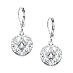 KRFY 925 Sterling Silber Filigrane Ohrringe 18K Gold überzogene Hypoallergene Herz Ball Leverback Dangle Ohrringe Herz Tropfen Dangle Ohrringe für Damen von Krfy