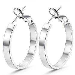 KRFY Creolen für Damen 925 Sterling Silber Post Hypoallergene 14K Vergoldete Große Hohle Röhrenohrringe 4mm Silber Große Creolen Ohrringe 30mm von Krfy