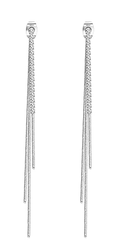 KRFY Ohrringe Hängend 925 Sterling Silber Hypoallergenic für Damen Mädchen Quaste Lange Kette Ohrringe Perle CZ Schlange Threader Kette Ohrringe Dangle Drop Ohrringe silber 925 von Krfy