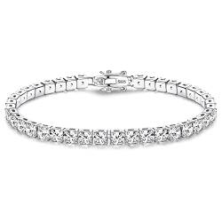 Krfy 925 Silber Armband für Damen Zirkonia Tennis Armband 18 Karat Vergoldet 3-4 mm Rundschliff CZ Klassische Tennis Armbänder Schmuck Geschenk für Damen Mädchen 17,78/20,32 cm von Krfy