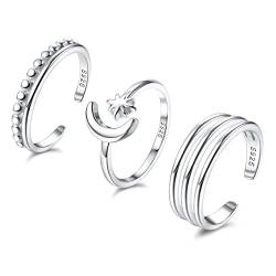 Krfy 925 Silber Zehenringe für Damen Verstellbares Band Pinky Ringe Minimalistischer Strand Fuß Schmuck 3Pcs Open Zehenringe Set von Krfy