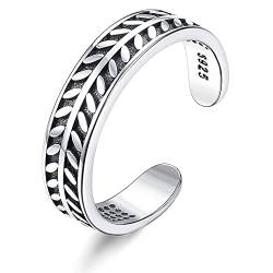 Krfy 925 Sterling Silber Horizontale Doppel Dreifachlinien Offene Ringe Minimalist Einfaches Band für Damen Verstellbarer offener Zehenring Knöchelringe von Krfy