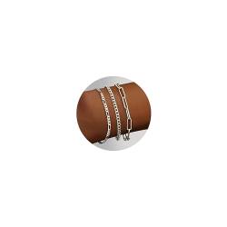 Krfy Armband für Damen 925 Silber Clip Armbänder Silber 14 Karat vergoldet Figaro Kubanische Schlangenketten Armband Stapelbare Silber Armbänd Set für Damen von Krfy