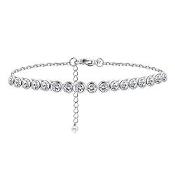 Krfy Armband für Damen 925 Sterling Silber, Funkeln Diamant Zirkonia Herz Stern Armbänder Verstellbare Gliederkette Armband Valentinstag Muttertag Geburtstag Geschenk für Sie Frauen Freundin Mama von Krfy