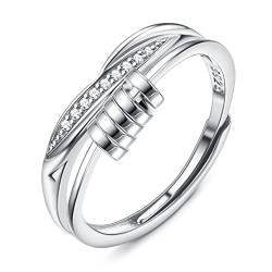 Krfy Fidget Ring für Damen Silber 925 Fidget Ring mit Zitronenzirkon Einstellbare Spannung Daumen Mond Stern Infinity Spinner Angst Ringe für Frauen von Krfy