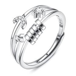 Krfy Fidget Ring für Damen Silber 925 Fidget Ring mit Zitronenzirkon Einstellbare Spannung Daumen Mond Stern Infinity Spinner Angst Ringe für Frauen von Krfy