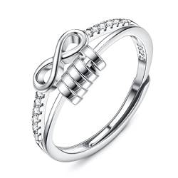Krfy Fidget Ring für Damen Silber 925 Fidget Ring mit Zitronenzirkon Einstellbare Spannung Daumen Mond Stern Infinity Spinner Angst Ringe für Frauen von Krfy